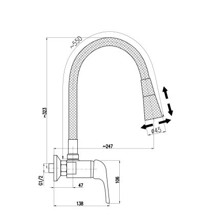 RAV Slezák SA002.5/13 - Кухненски смесител SAZAVA 32,3 cm черен/лъскав хром