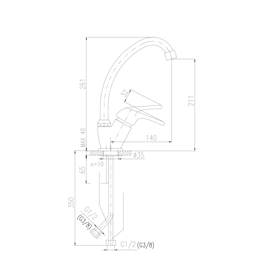 RAV Slezák SA006.0/1 - Смесител за мивка SAZAVA 26,1 см, лъскав хром