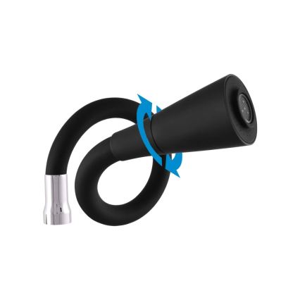 RAV Slezák SA006.0/13 - Кухненски смесител с гъвкаво рамо SAZAVA, 35,6 см, черно/лъскав хром