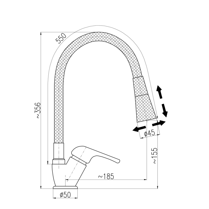 RAV Slezák SA006.0/13CB - Смесител за мивка с гъвкав чучур SAZAVA 35,6 см бял/лъскав хром