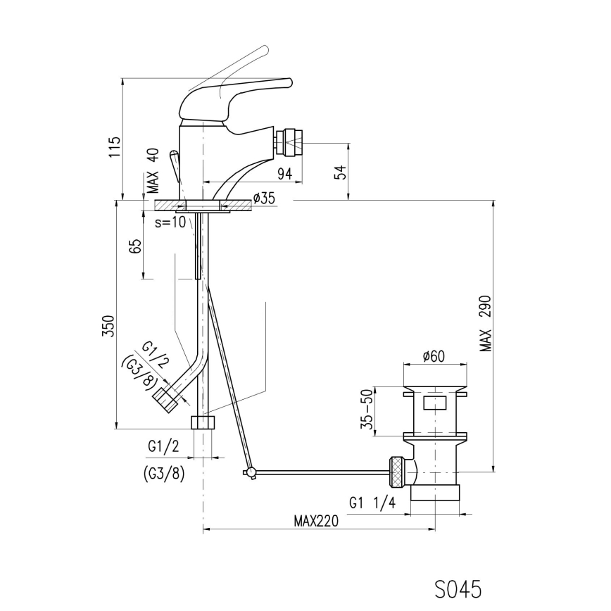 RAV Slezák SA045.0 - смесител за биде + излив SAZAVA 11,5 см лъскав хром