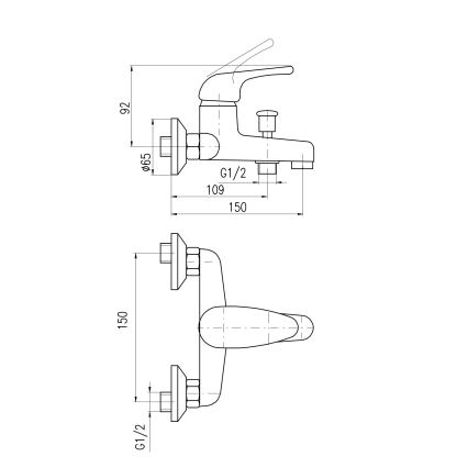 RAV Slezák SA054.5 - смесител за вана SAZAVA, лъскав хром