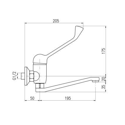 RAV Slezák SA601.5/26 - Умивален смесител с медицинска лостова дръжка SAZAVA 23 cm, хром с висок гланц