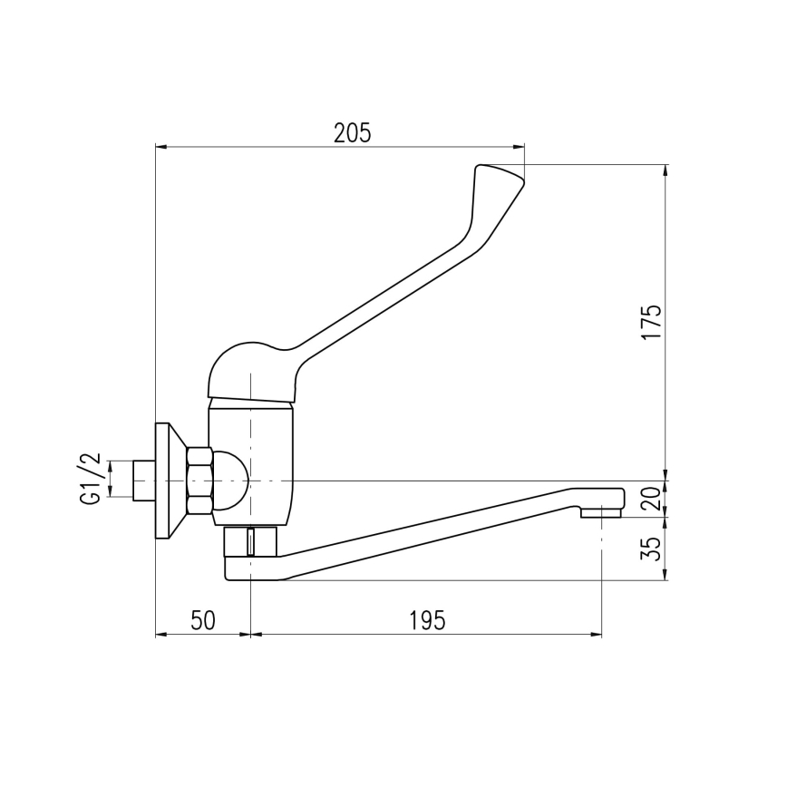 RAV Slezák SA601.5/26 - Умивален смесител с медицинска лостова дръжка SAZAVA 23 cm, хром с висок гланц