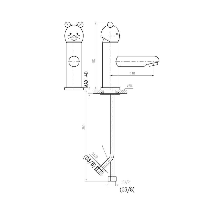 RAV Slezák SE326.0 - Смесител за мивка JUNIOR 18,2 см червено/синьо