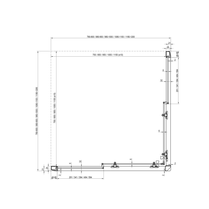 Ravak 1LV40100ZG - Четиричастна ъглова душ кабина BLIX 80x80 см, бяла