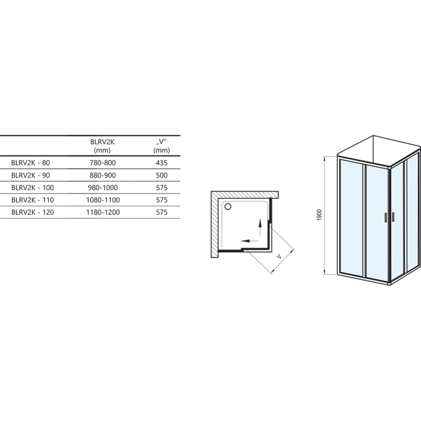 Ravak 1XVG0C00Z1 - Душ кабина BLIX 120x190 см лъскав хром