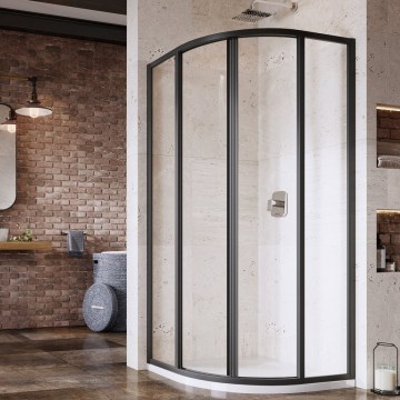 Ravak 3114O302Z1 - Четириделна четвърткръгла душ кабина SUPERNOVA 80x80 см черна