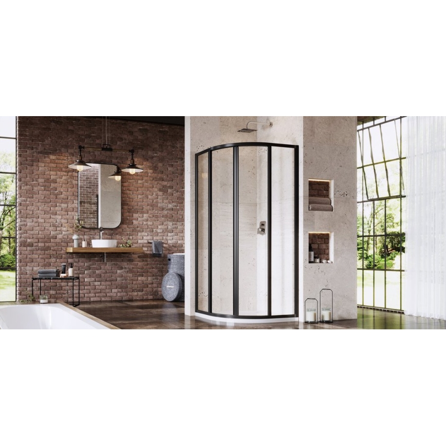 Ravak 3114O302Z1 - Четириделна четвърткръгла душ кабина SUPERNOVA 80x80 см черна