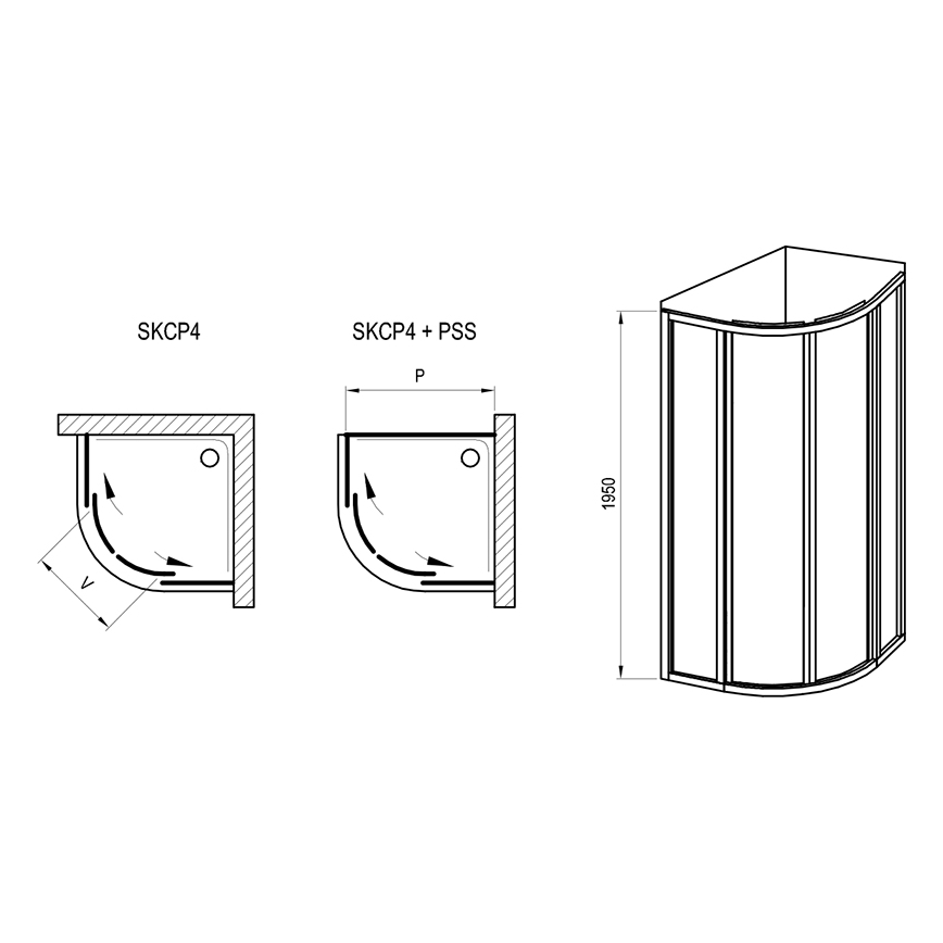 Ravak 3114O302Z1 - Четириделна четвърткръгла душ кабина SUPERNOVA 80x80 см черна
