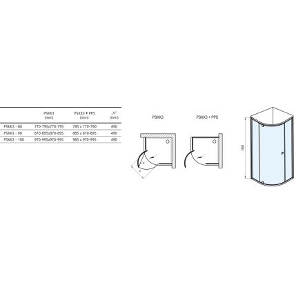 Ravak 37677U00Z1 - Трисекционна четвърткръгла душ кабина PIVOT 90x90 см сатен