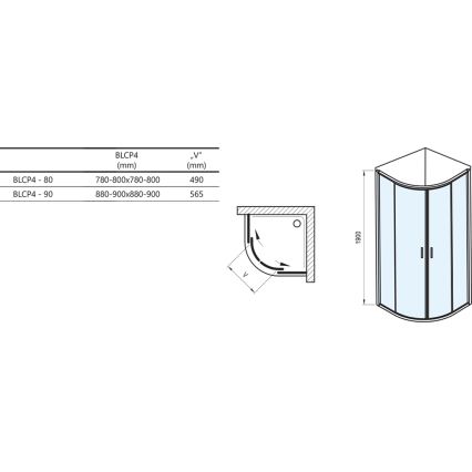 Ravak 3B240U00ZG - Четириделна четвърткръгла душ кабина BLIX 80x80 cm сатен