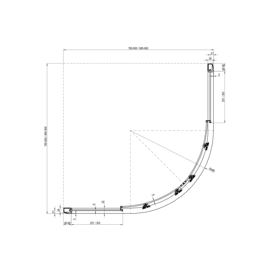 Ravak 3B240U00ZG - Четириделна четвърткръгла душ кабина BLIX 80x80 cm сатен