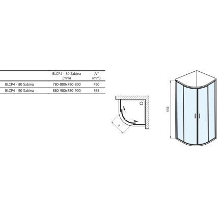 Ravak 3B240U40ZG - Четириделна четвърткръгла душ кабина BLIX 80x80 см сатен