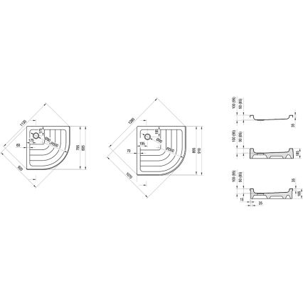 Ravak A207001120 - Четвъртокръгло корито за душ RONDA 90x90 см бяло