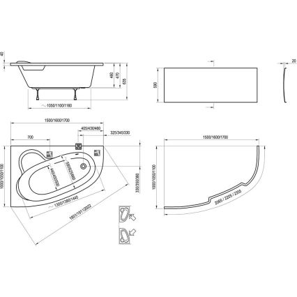 Ravak C451000000 - Ъглова вана ASYMMETRIC 150x100 см акрил/бяла