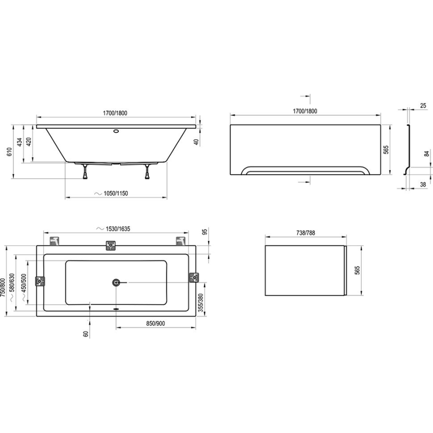 Ravak C691000000 - Вана FORMY 170x75 см акрил/бяла