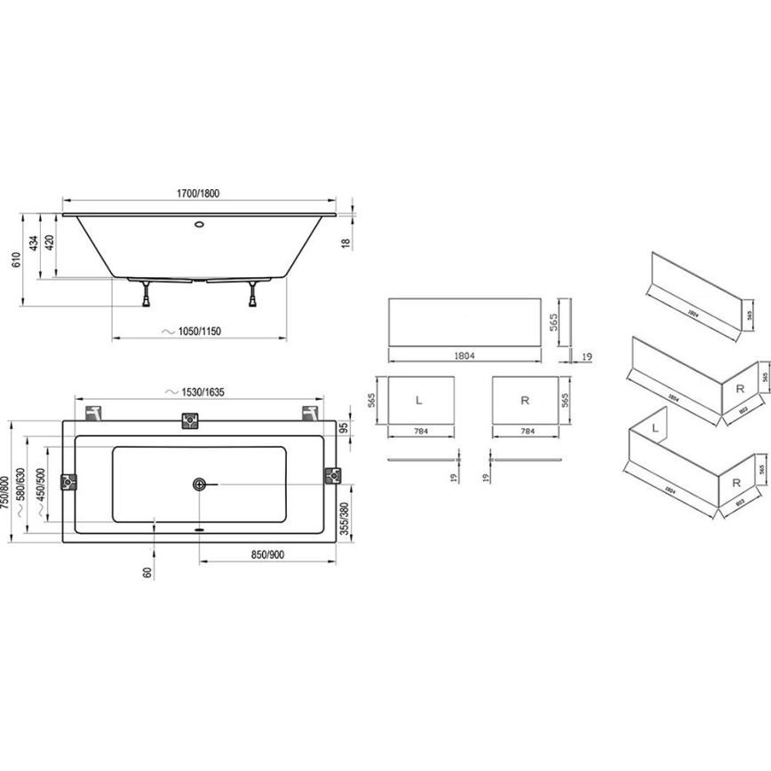 Ravak C691300000 - Вана FORMY 170x75 cm акрил/бяла