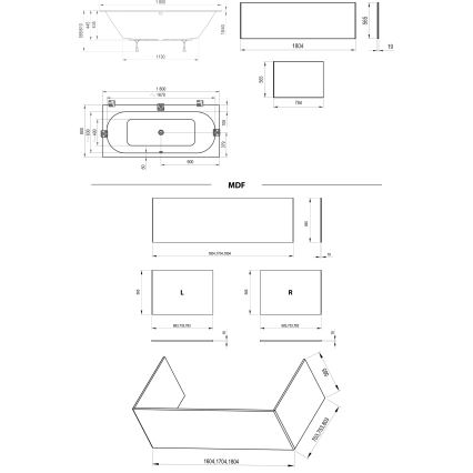 Ravak C921300000 - Вана CITY SLIM 180x80 cm акрил/бяла