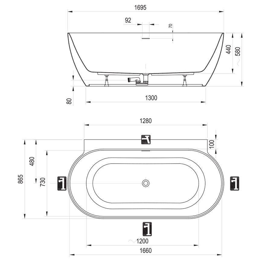 Ravak CC71600000 - Вана FREEDOM 170x87 см акрилна/розова