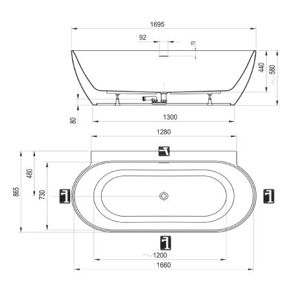 Ravak CC71A00000 - Вана FREEDOM 170x87 cm акрил/гланцово бяло