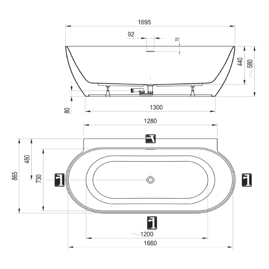 Ravak CC71A00000 - Вана FREEDOM 170x87 cm акрил/гланцово бяло