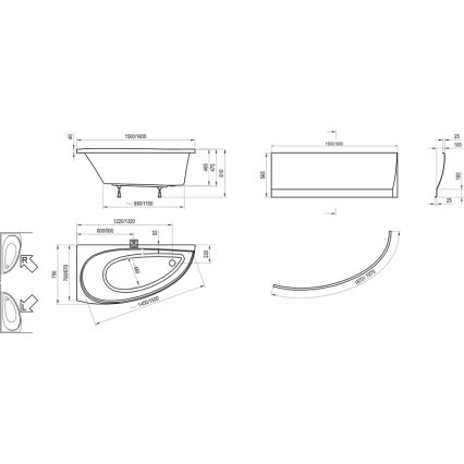 Ravak CH01000000 - Ъглова вана AVOCADO 160x75 cm акрил/бяла