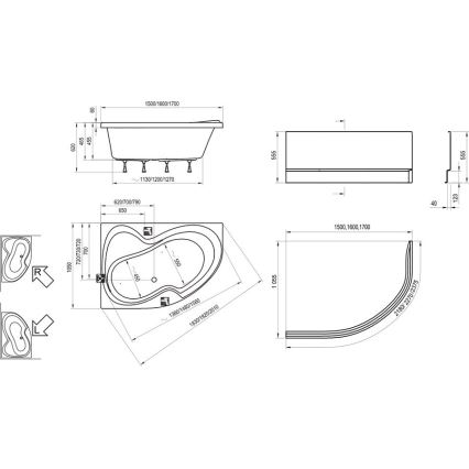 Ravak CM21000000 - ъглова вана ROSA 160x105 см, акрил, бяла