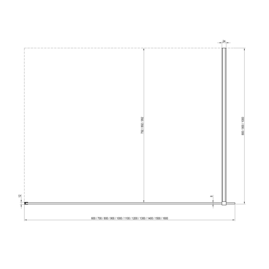 Ravak GW9WA030SZ1 - Душ кабина WALK-IN 100x200 см черна