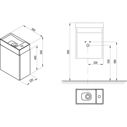 Ravak X000001386 - Шкаф под мивка VEDA 54,5x40 см, бял