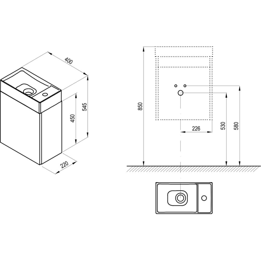 Ravak X000001386 - Шкаф под мивка VEDA 54,5x40 см, бял