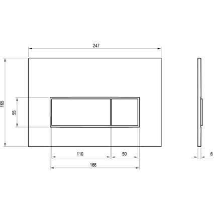 Ravak X01744 - Бутон за смиване UNI SLIM 24,7x16,5 cm черен