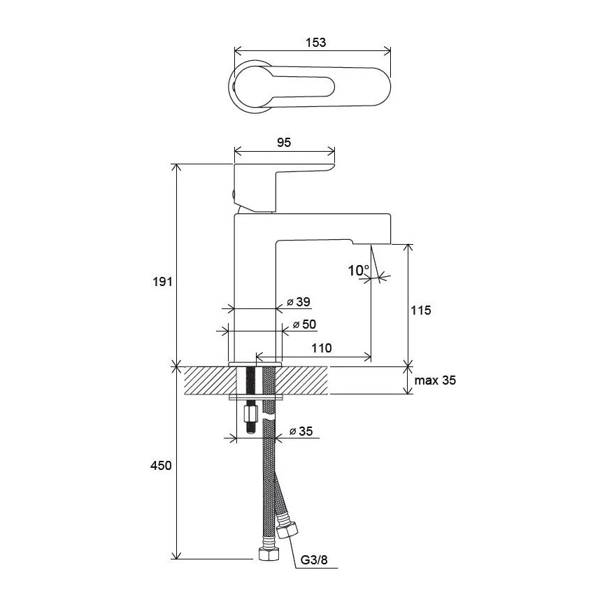 Ravak X070113 - Смесител за умивалник PURI 19,1 cm блестящ хром