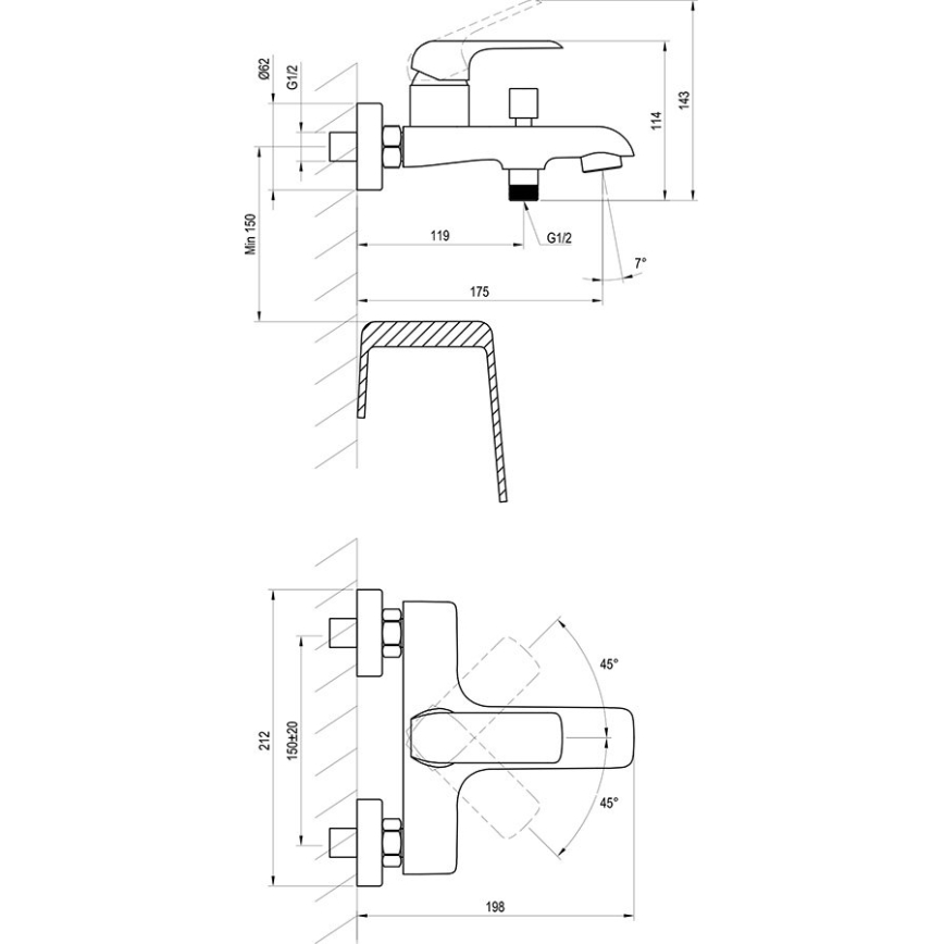 Ravak X070119 - смесител за вана FLAT, гланцов хром