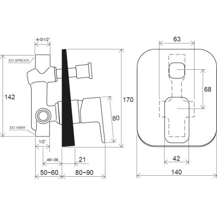Ravak X070134 - Смесител за душ за вграждане FREE, лъскав хром