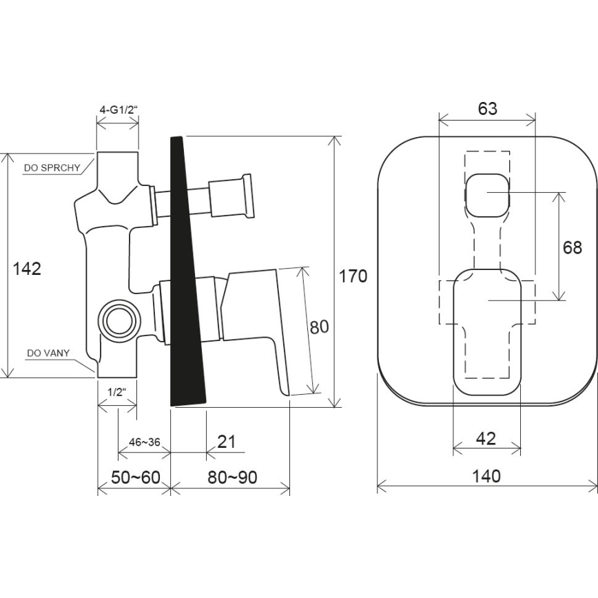 Ravak X070134 - Смесител за душ за вграждане FREE, лъскав хром