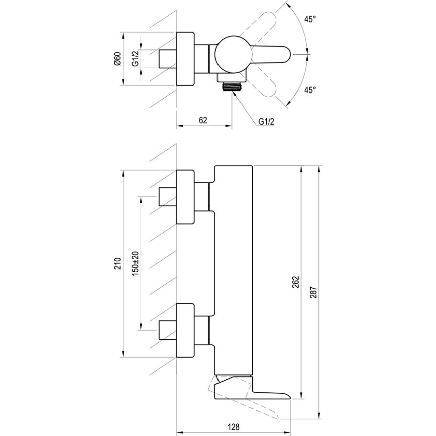 Ravak X070145 - Смесител за душ PURI, гланцов хром