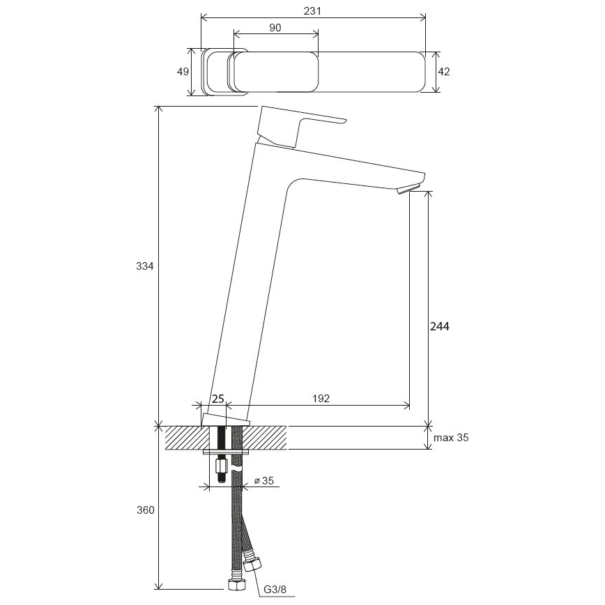 Ravak X070151 - смесител за умивалник FREE 33,4 см, черен