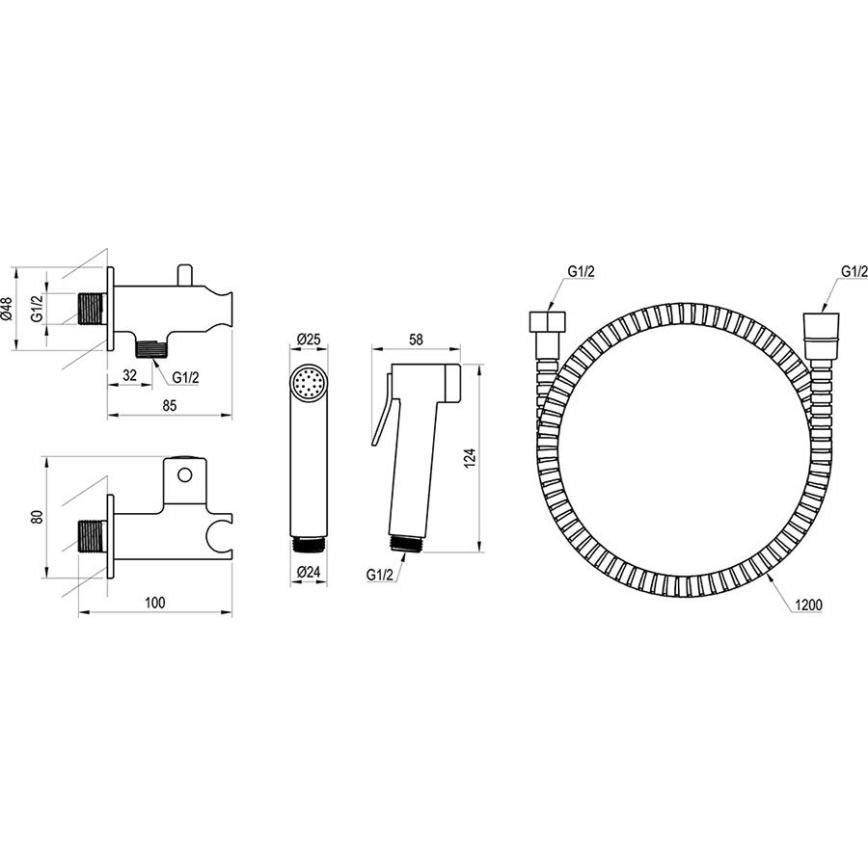 Ravak X070166 - Ръчен биде душ за скрит монтаж, лъскав хром