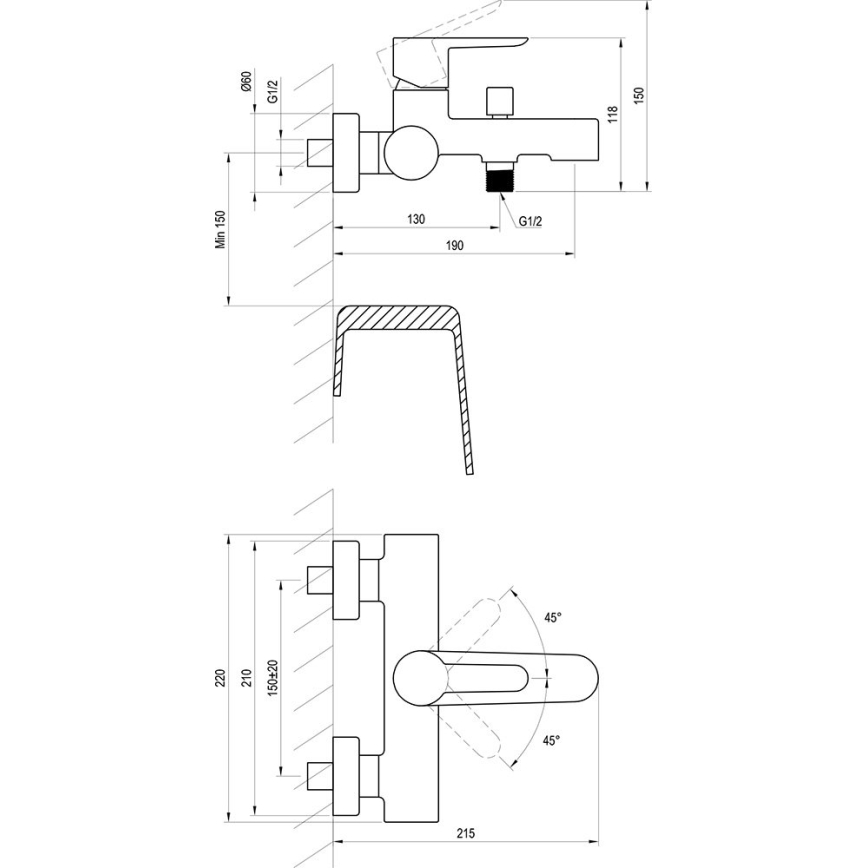 Ravak X070169 - Смесител за вана PURI лъскав хром