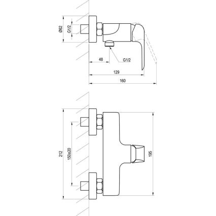 Ravak X070177 - Смесител за душ FLAT, матово черен