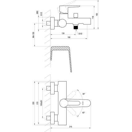 Ravak X070192 - Смесител за вана PURI черен