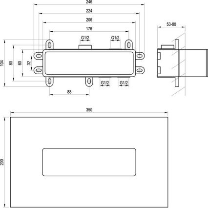Ravak X070233 - Основно тяло за вградени смесители R-BOX 10,4x24,6 cm