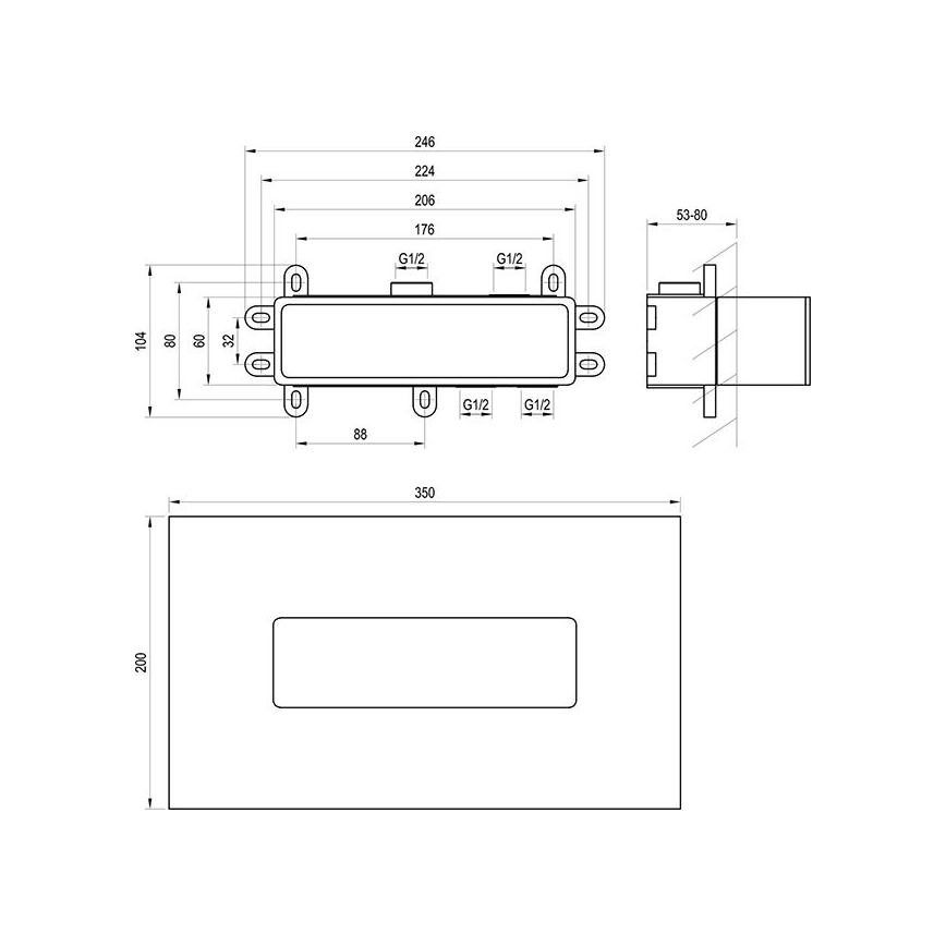 Ravak X070233 - Основно тяло за вградени смесители R-BOX 10,4x24,6 cm