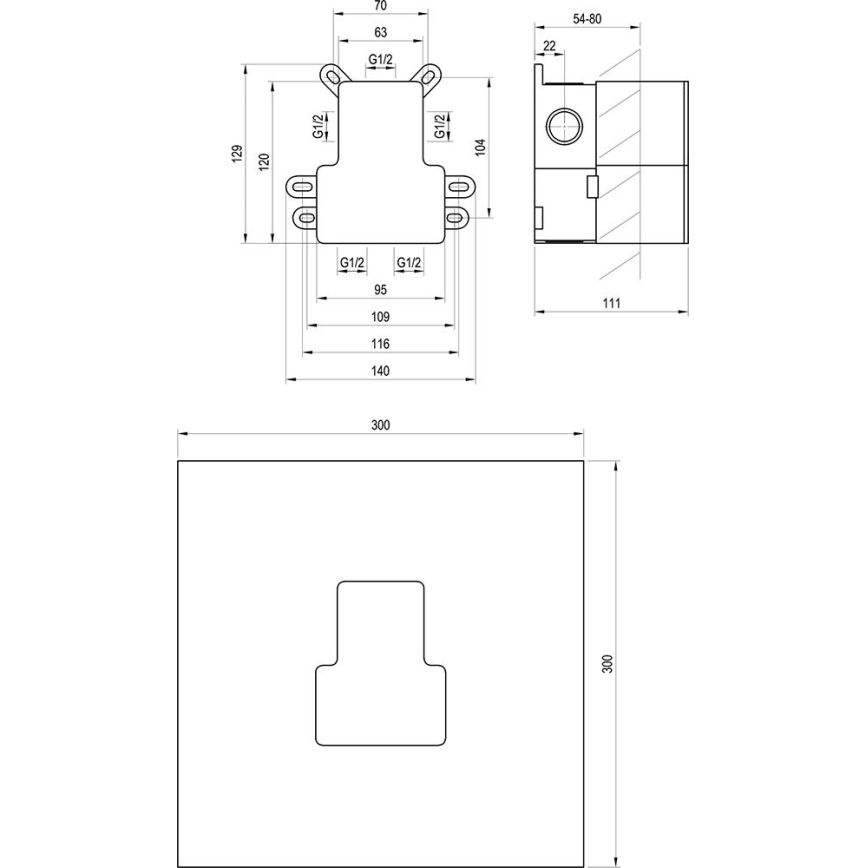 Ravak X070234 - Основно тяло за вграден смесител R-BOX 12,9x14 cm