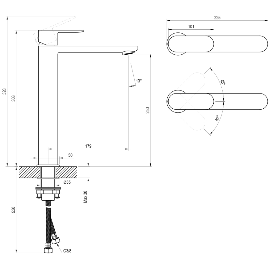 Ravak X070447 - Смесител за мивка CHROME 30,3 см лъскав хром