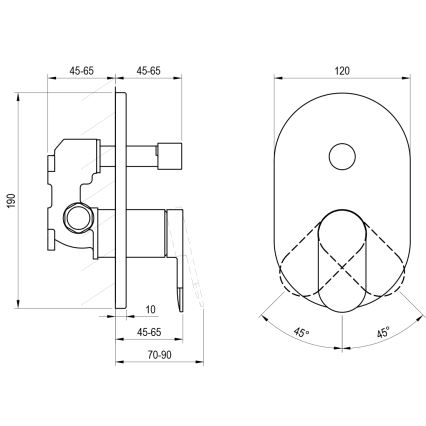 Ravak X070454 - Вграден душ-смесител CHROME, лъскав хром