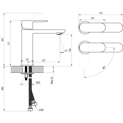 Ravak X070460 - Смесител за мивка CHROME 17,7 см, черен
