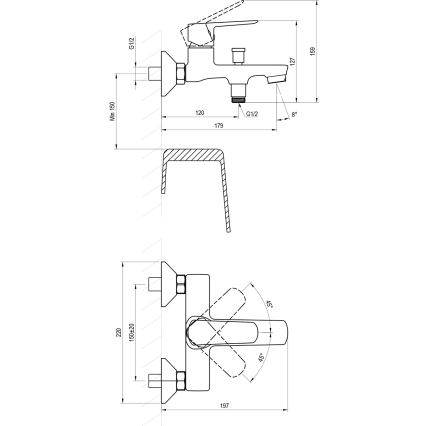 Ravak X070473 - Смесител за вана LIFE, лъскав хром