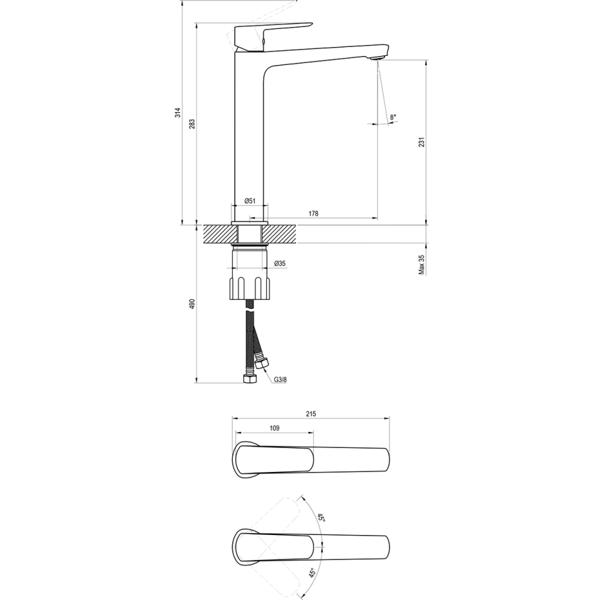 Ravak X070478 - смесител за умивалник LIFE 28 см, черен